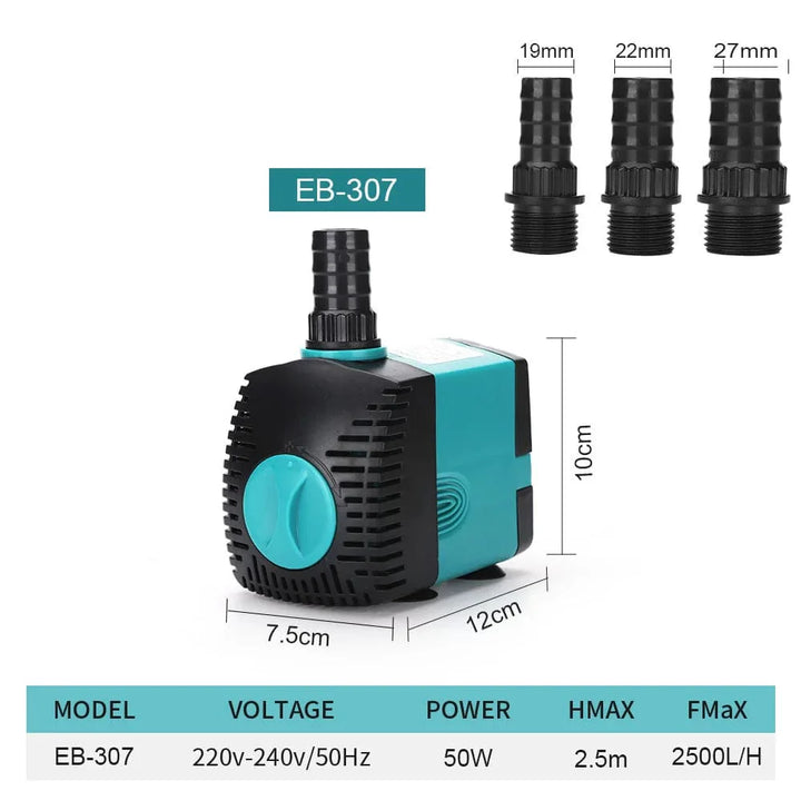 Ultra-Leise 3-60W Unterwasser-Wasserfontänenpumpe Filter Fischteich Aquarium Wasserpumpe Tank Fontaine EU US 220V-240V | Karnz