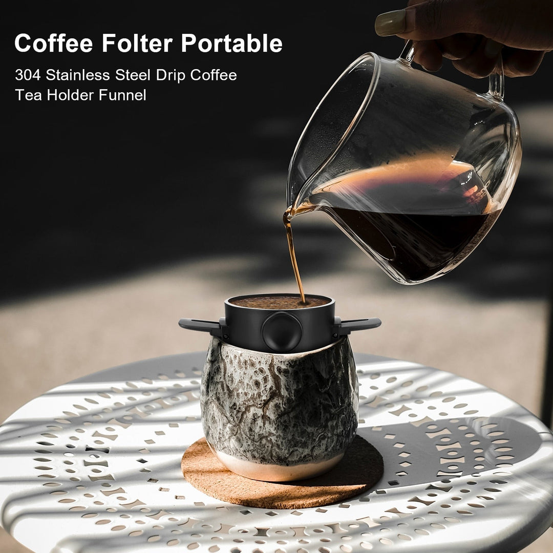 Portabler faltbarer Kaffeefilter aus Edelstahl wiederverwendbarer Kaffeetrichter | Karnz