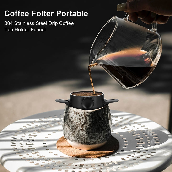 Portabler faltbarer Kaffeefilter aus Edelstahl wiederverwendbarer Kaffeetrichter | Karnz