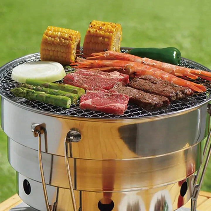 Portabler Outdoor BBQ Grill Edelstahl Feuerstelle Holzkohlegrill Brenner | Karnz