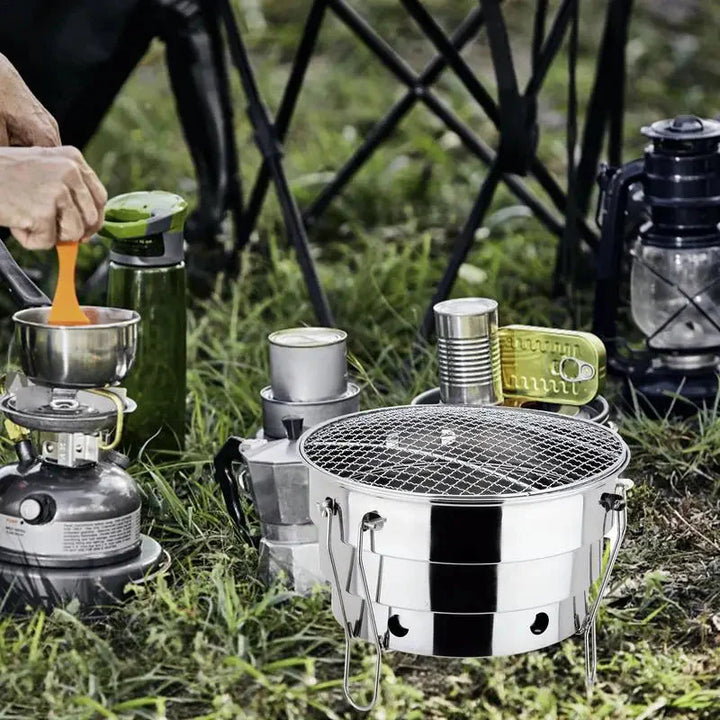 Portabler Outdoor BBQ Grill Edelstahl Feuerstelle Holzkohlegrill Brenner | Karnz