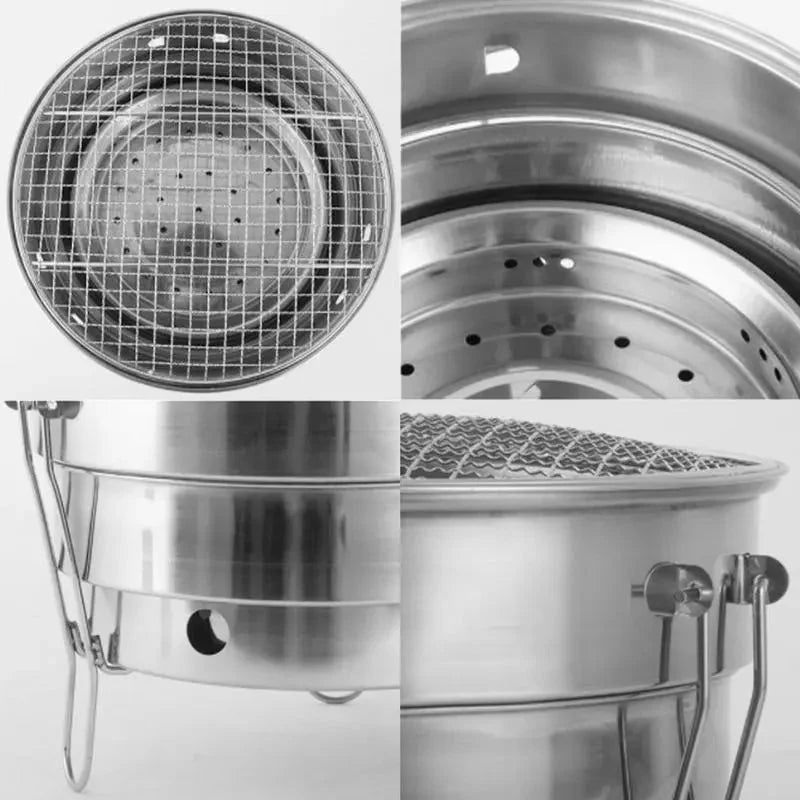 Portabler Outdoor BBQ Grill Edelstahl Feuerstelle Holzkohlegrill Brenner | Karnz