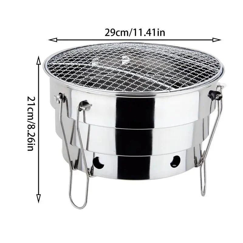 Portabler Outdoor BBQ Grill Edelstahl Feuerstelle Holzkohlegrill Brenner | Karnz