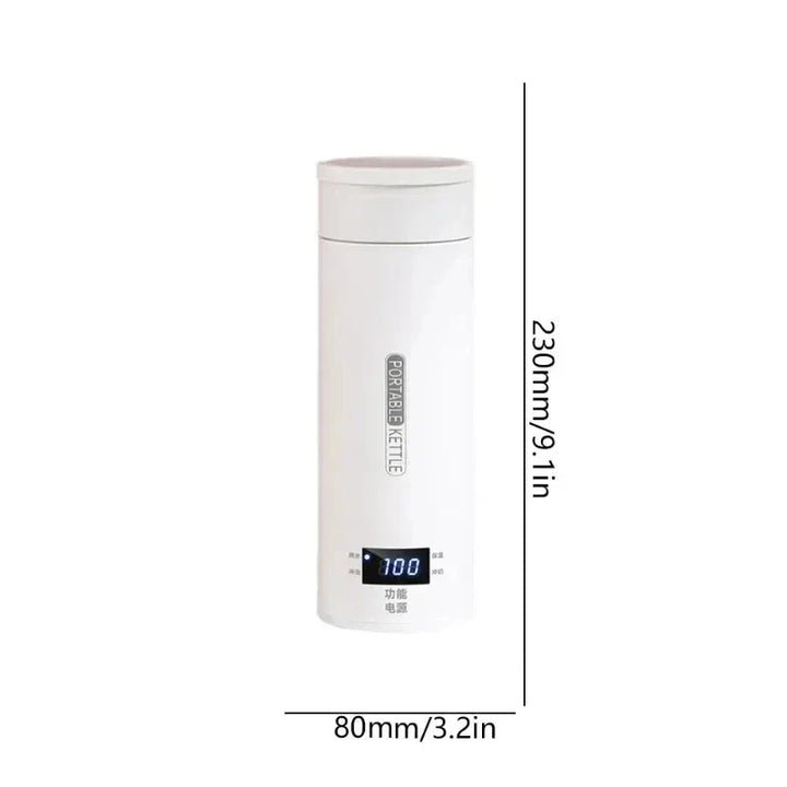 Tragbarer elektrischer Wasserkocher aus Edelstahl mit Thermo-Becher | Karnz