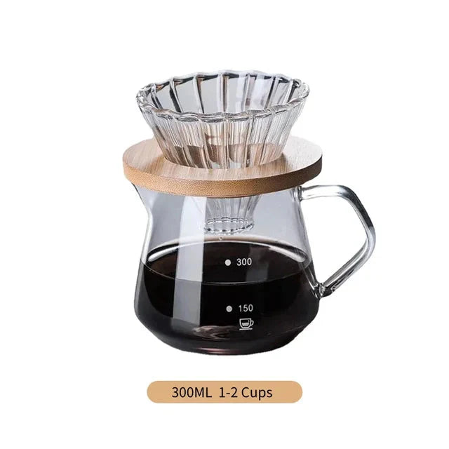 Pour Over Kaffeezubereiter Set Glas Karaffe Kaffee mit Glas Kaffeefilter | Karnz