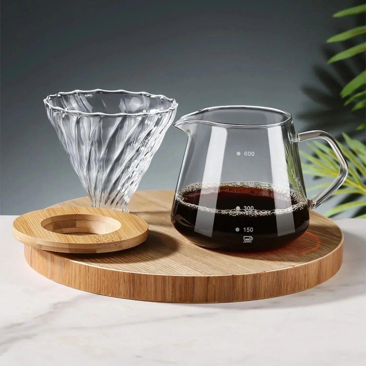 Pour Over Kaffeezubereiter Set Glas Karaffe Kaffee mit Glas Kaffeefilter | Karnz