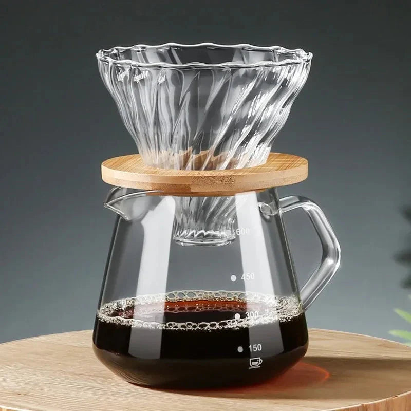 Pour Over Kaffeezubereiter Set Glas Karaffe Kaffee mit Glas Kaffeefilter | Karnz