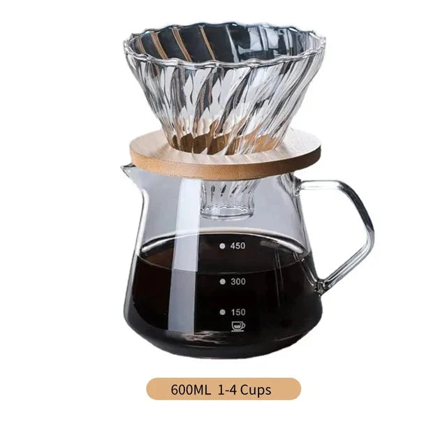 Pour Over Kaffeezubereiter Set Glas Karaffe Kaffee mit Glas Kaffeefilter | Karnz