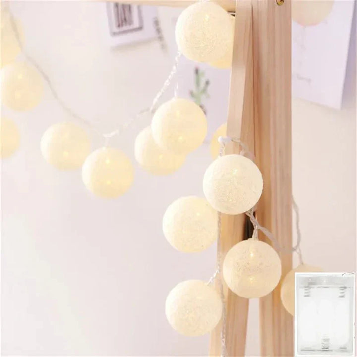 Hübsche Pastell Baumwoll Ball Feenlichter Girlande