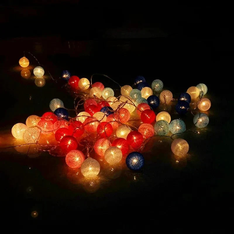 Hübsche Pastell Baumwoll Ball Feenlichter Girlande