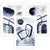 Abstrakte marineblaue Formen, 3er-Set gerahmter Wandbilder