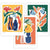 Künstlerisch gestaltetes botanisches Poster-Set mit 3 Postern in Grün, Orange und Gelb