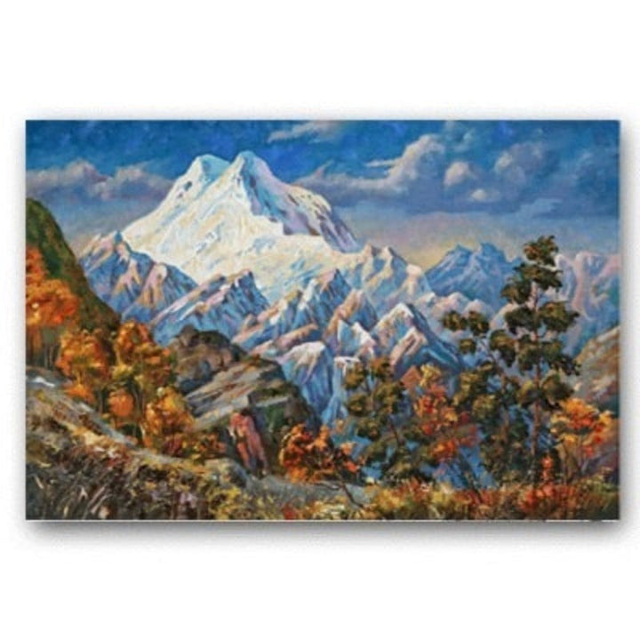 Bergherbstlandschaft in hellen Tönen - Leinwand Wandkunst Gemälde
