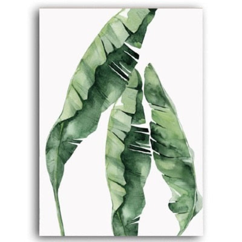 Aquarell-Wandbild mit grünen Tropenpflanzen – Leinwandbild