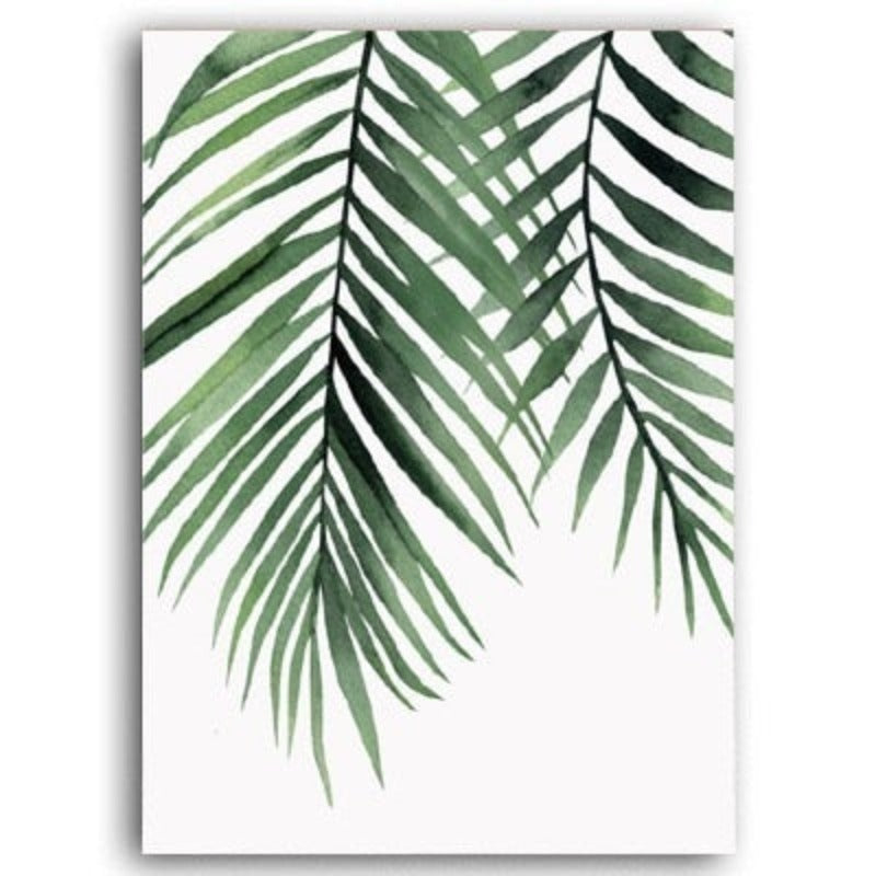 Aquarell-Wandbild mit grünen Tropenpflanzen – Leinwandbild