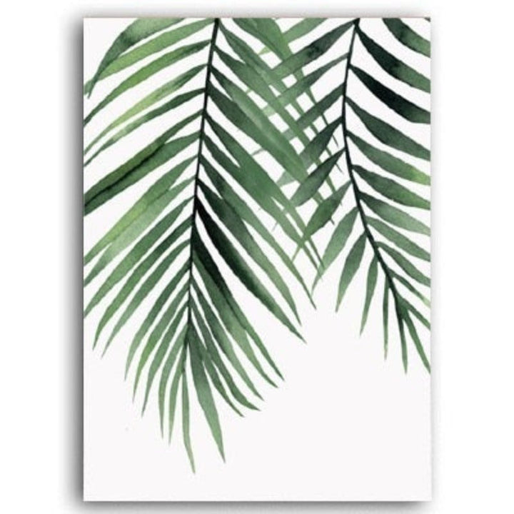 Aquarell-Wandbild mit grünen Tropenpflanzen – Leinwandbild