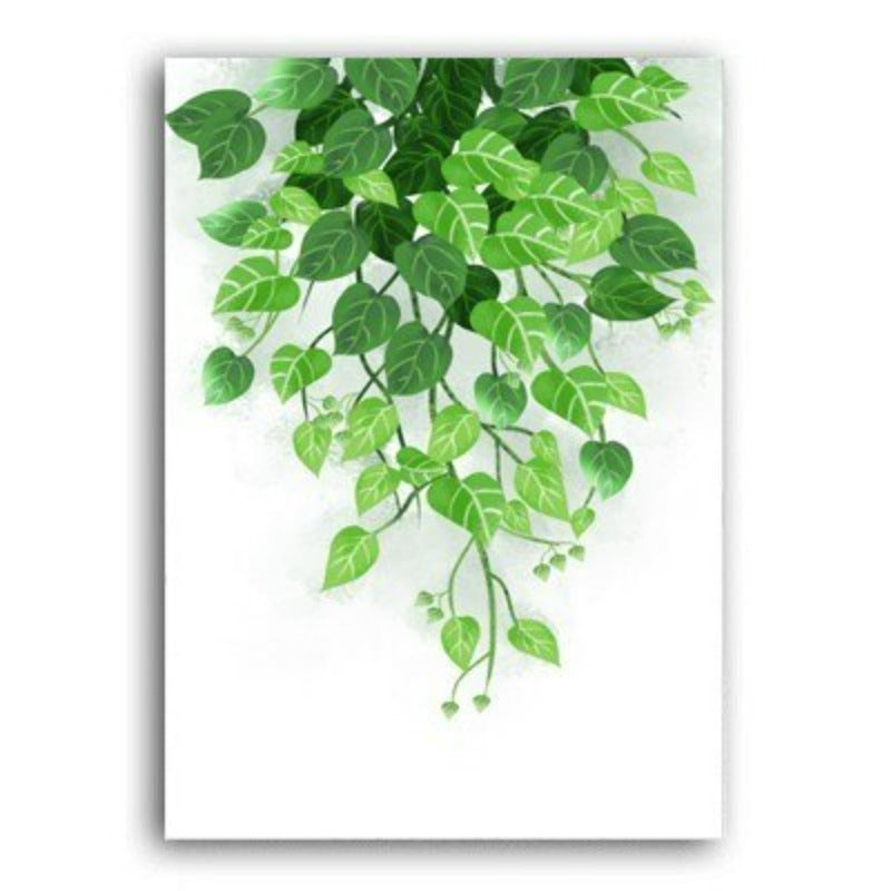 Nordic Green Refresh Minimalistische Blätter - Leinwandbild