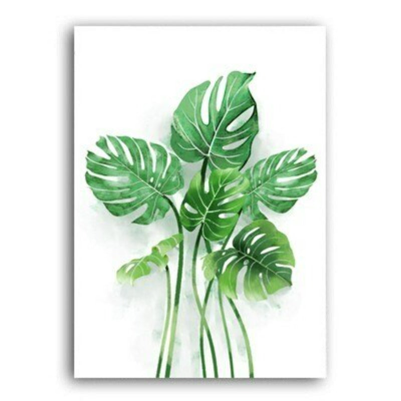 Nordic Green Refresh Minimalistische Blätter - Leinwandbild