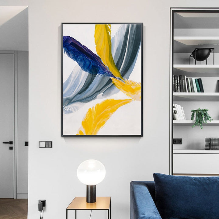 Federn der Hoffnung Bunt HD - Leinwand Wandkunst Gemälde