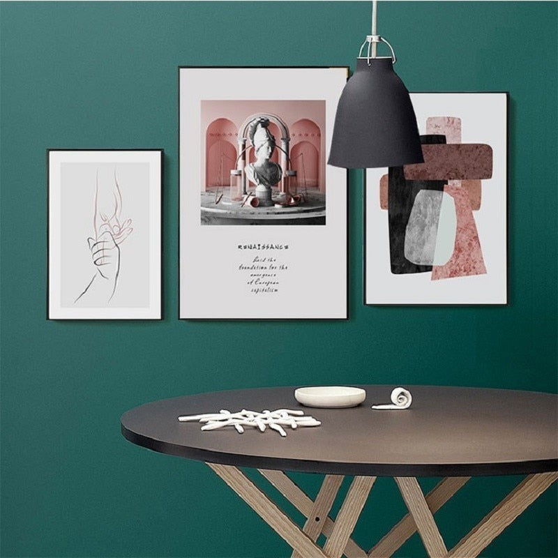 Vintage Geometrischer Abstrakter Marmor - Leinwandbild