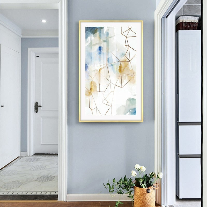 Abstraktes Aquarell Geometrisches Muster - Leinwand Wandkunst Gemälde