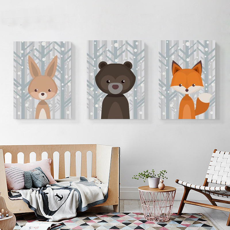 Waldtiere: Fuchs und Hirsch – Leinwandbild