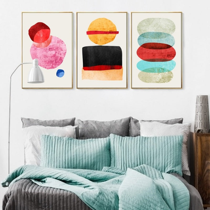 Abstraktes geometrisches Aquarell – Leinwandbild