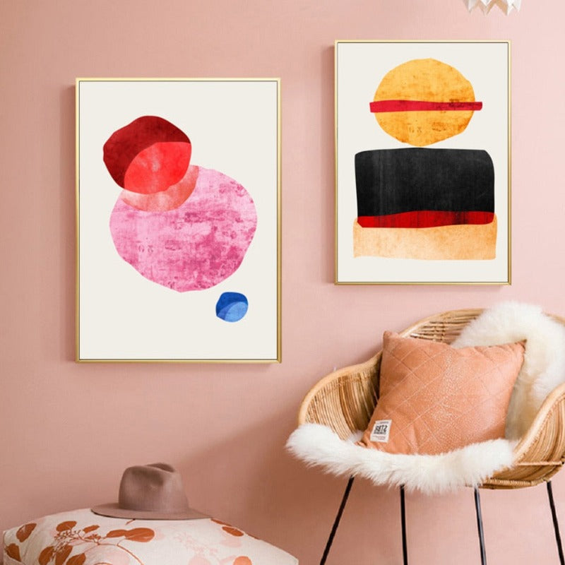 Abstraktes geometrisches Aquarell – Leinwandbild