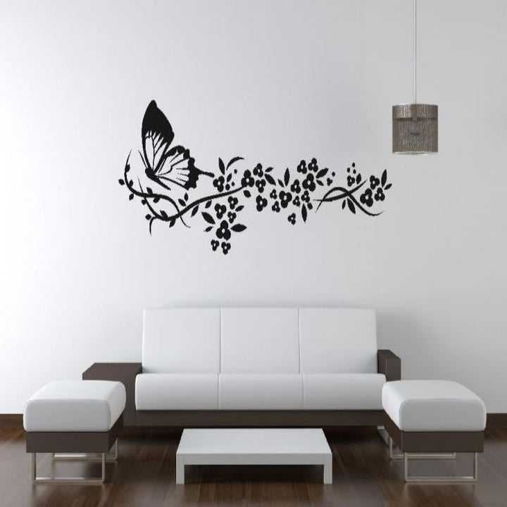 Moderne Schmetterlingsblumen – Wandaufkleber auf Leinwand