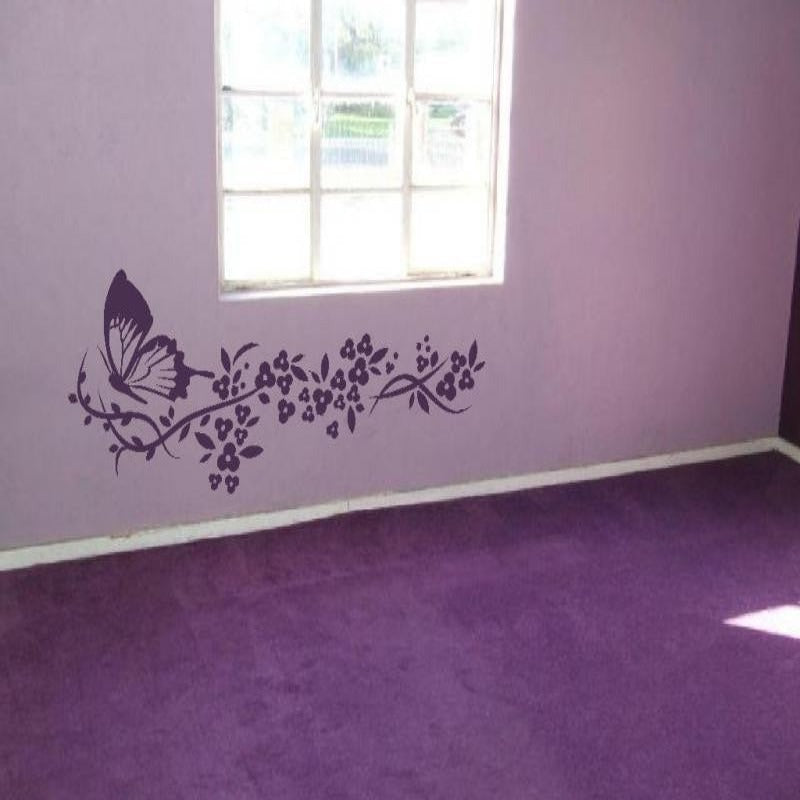 Moderne Schmetterlingsblumen – Wandaufkleber auf Leinwand