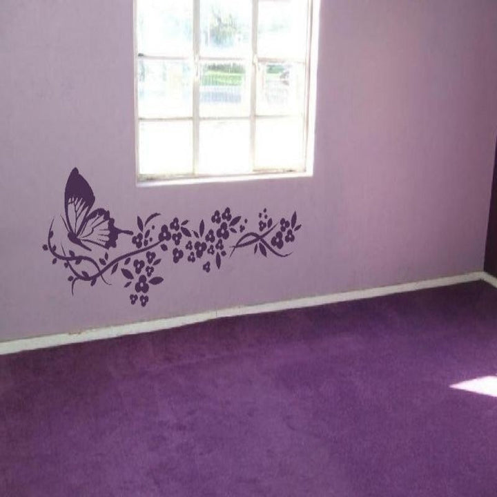 Moderne Schmetterlingsblumen – Wandaufkleber auf Leinwand
