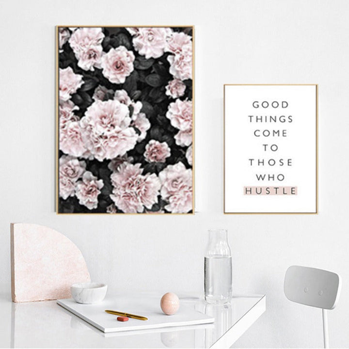 Modernes rosa Flamingo-Blumenbild auf Leinwand