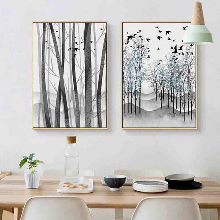 Abstract Woodland Nordic Wandkunst Drucke - Leinwand Wandkunst Malerei