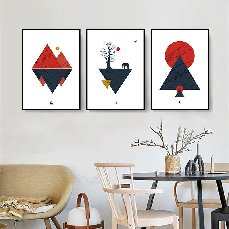 Abstract Woodland Nordic Wandkunst Drucke - Leinwand Wandkunst Malerei