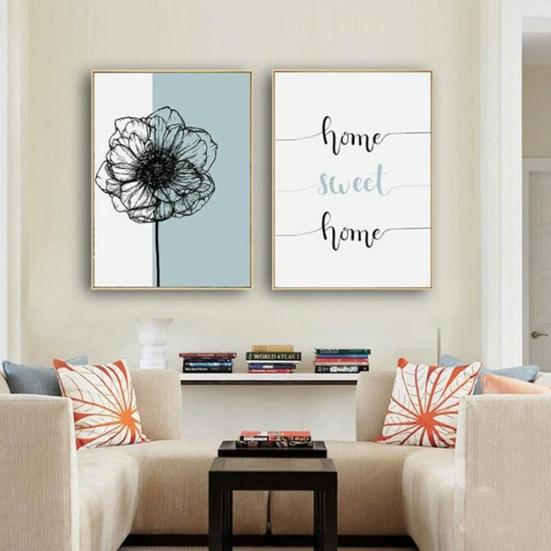 Nordisches „Home Sweet Home“-Löwenzahnposter – Leinwandbild