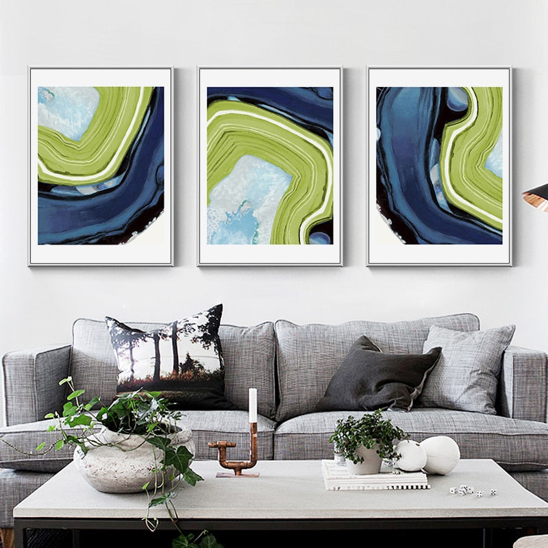 Abstract Blau Grün Marmor - Canvas Wandkunst Gemälde