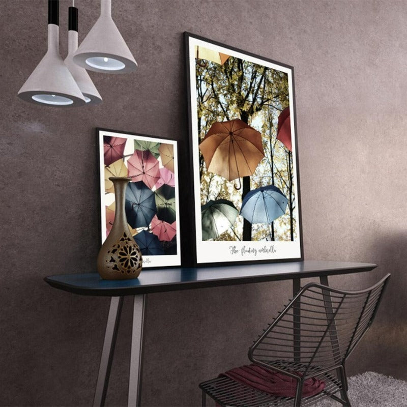 Bunter Regenschirm - Leinwand Wandkunst Gemälde