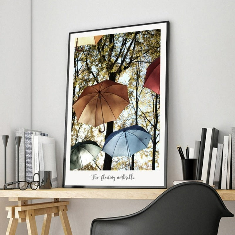 Bunter Regenschirm - Leinwand Wandkunst Gemälde