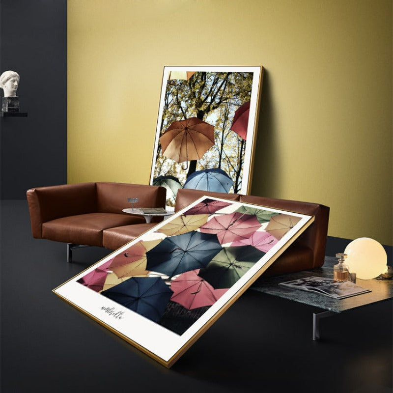 Bunter Regenschirm - Leinwand Wandkunst Gemälde