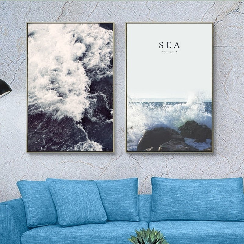 Nordische Meereslandschaft mit Gischt - Leinwandbild