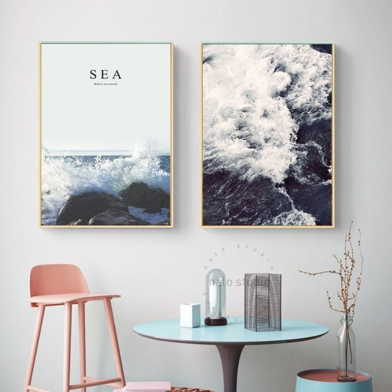 Nordische Meereslandschaft mit Gischt - Leinwandbild