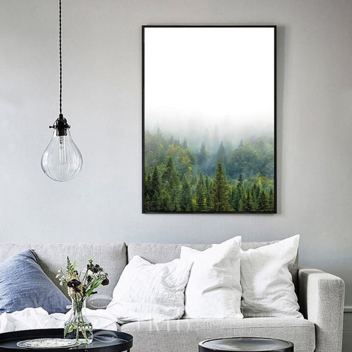 Kieferwald Landschaft Inspirierendes Zitat - Leinwand Wandkunst Gemälde