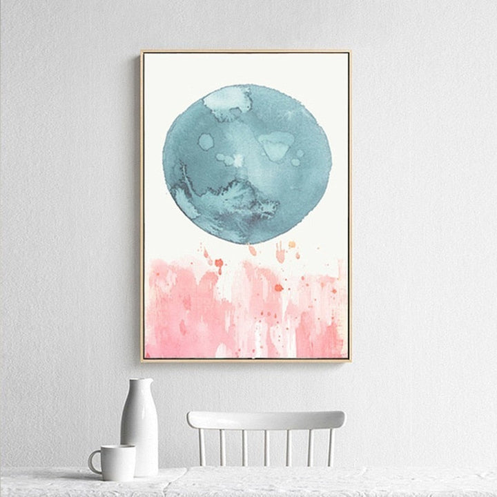 Abstrakte Aquarell Rosa Blau - Leinwand Wandkunst Gemälde