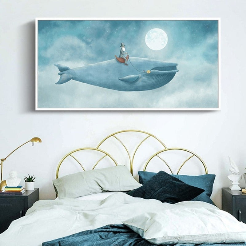 Abstrakte Wal im blauen Himmel - Leinwand Wandkunst Gemälde