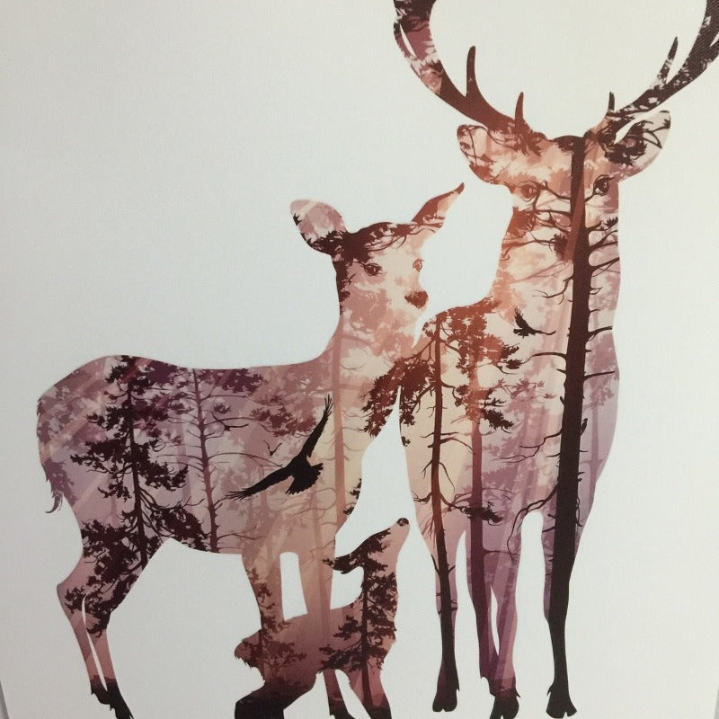 Abstrakte Rehfamilie Tiere - Leinwand Wandkunst Gemälde