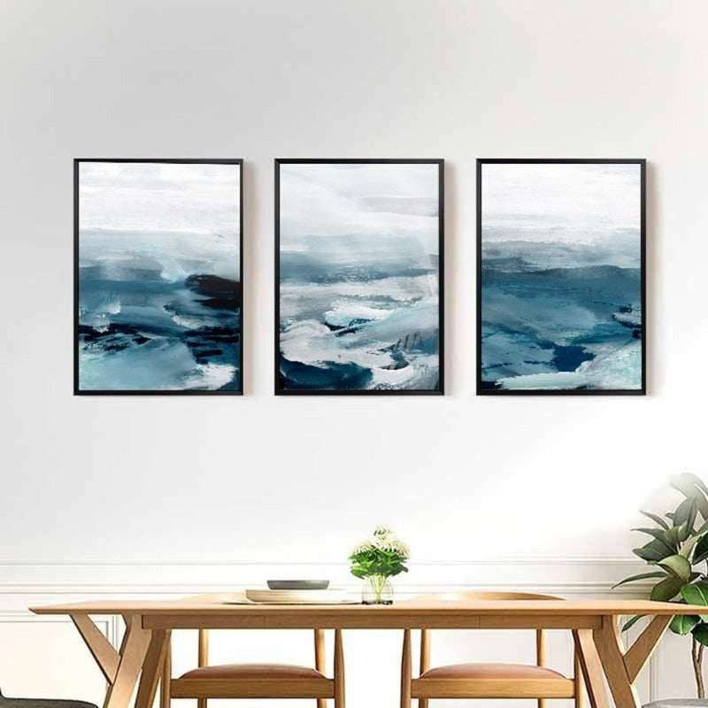 Abstrakte Landschaft Berg Blau Nordisch - Leinwand Wandkunst Gemälde