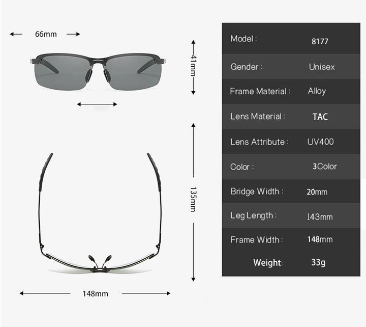 Photochrome Sonnenbrille mit polarisierten Gläsern