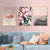 Modernes romantisches Leinwandbild mit rosa Pfingstrosen und Flamingos