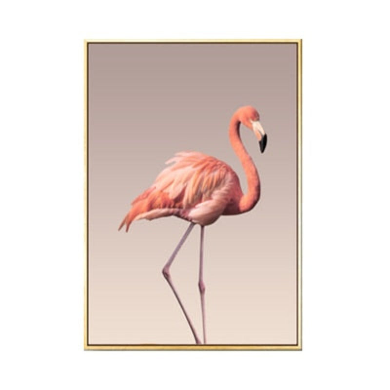Modernes romantisches Leinwandbild mit rosa Pfingstrosen und Flamingos