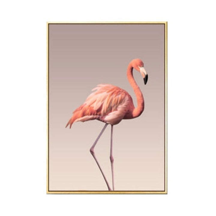 Modernes romantisches Leinwandbild mit rosa Pfingstrosen und Flamingos